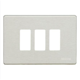 Placca Alluminio 3 Posti Scatola Rettangolare Serie Bticino Magic 503/3/X