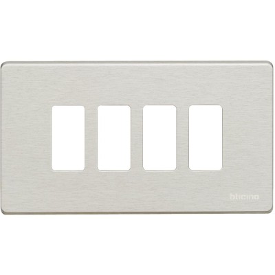 Placca  Alluminio 4 Posti Scatola Rettangolare  Serie  Bticino Magic 504/4/X
