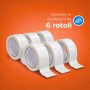 Kit 6 Nastro Adesivo Silenzioso Bianco 50x132m per Imballaggi Continui