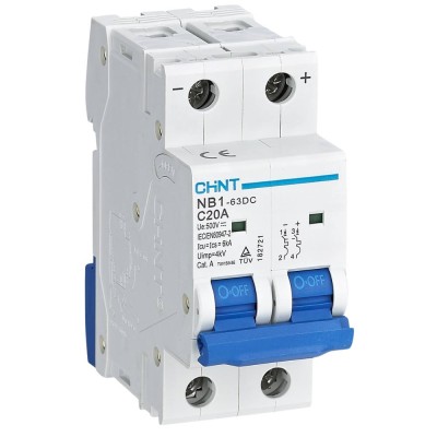 CHINT NB1-63DC 2P 20A 500Vdc Interruttore magnetotermico DC 6kA  