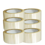 Kit 6 Nastro Adesivo Silenzioso Trasparente per Imballaggio 50mm x 66Mt