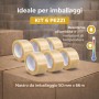 Kit 6 Nastro Adesivo Silenzioso Trasparente per Imballaggio 50mm x 66Mt