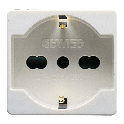 Presa Schuko Bivalente Bipasso Standard Tedesco Italiano Serie  Gewiss GW20246