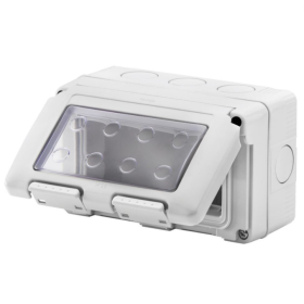 Contenitore Stagno da Parete 4 Posti Orizzontale IP55 Grigio