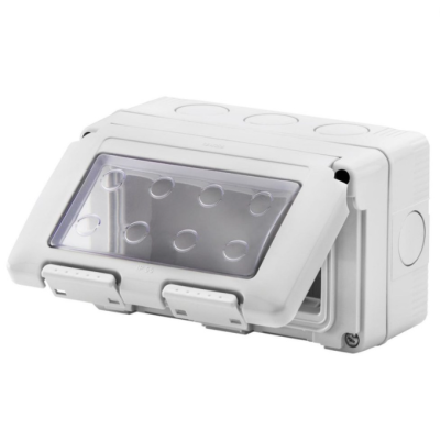 Contenitore Stagno da Parete 4 Posti Orizzontale IP55 Grigio