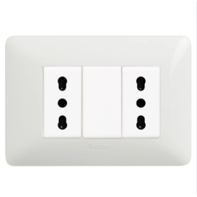 Kit Base Punto Doppia Presa Bivalente Bticino Matix Bianco Pezzi 5