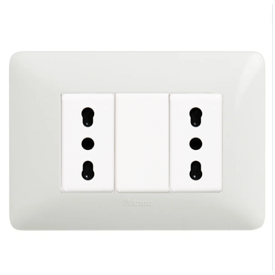 Kit Base Punto Doppia Presa Bivalente Bticino Matix Bianco Pezzi 5