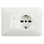 Kit Base Punto Presa Schuko Interruttore Bipolare Bticino Matix Bianco Pezzi 4