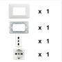 Kit Base Punto Presa Bivalente Presa Schuko Bticino Matix Bianco Pezzi 4