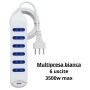 Multipresa Bianca Con 6 Prese Bivalenti E Cavo Da 1,5 Metri Spina Bianca 16A Uso Universale