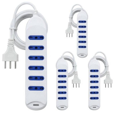 Kit Multipresa Bianca Da 4 Con 6 Prese Bivalenti