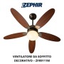 Ventilatore Da Soffitto Zephir Zfr9111M E Zfr9111B 70W 5 Pale Legno