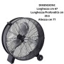 Ventilatore Industriale da Terra ZDM60CM In Metallo 3 Velocità 180W Nero con ruote e maniglia da trasporto Superpotente