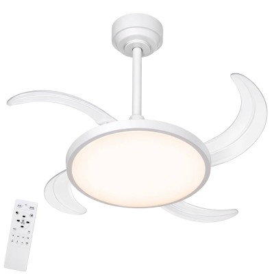 ZEPHIR ZVP4 Ventilatore A Plafoniera Led CCT Con 4 Pale Retrattili E Telecomando, 6 Velocità, funzione reverse e timer