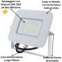 Proiettore LED 30 Watt Slim Metallo Bianco Impermeabile 5 Anni Garanzia 