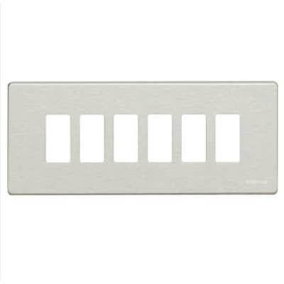 Placca Alluminio 6 Posti Scatola Rettangolare Serie Bticino Magic 506L/6/X