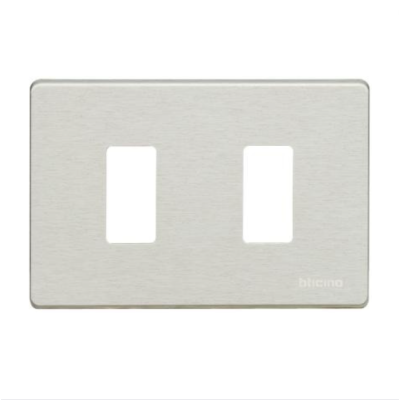 Placca Alluminio 2 Posti Scatola Rettangolare Serie Bticino Magic 503/2/X