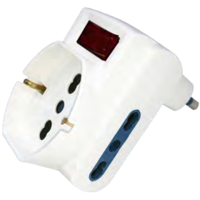 Adattatore Triplo Attacco Grande  ON/OFF Bianco  Schuko  16 Ampere Ecova 