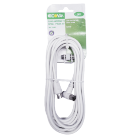 Cavo Antenna Tv Bianco Ecova  Spina e Presa 5 MT