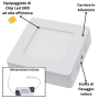 Plafoniera LED Soffitto 6Watt Slim Quadra Alimentatore Incluso