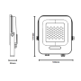 Proiettore LED 50 Watt Slim Metallo Nero IP65  Equivalente 250 Watt