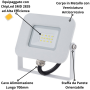 Proiettore LED 10 Watt Slim Metallo Bianco Impermeabile 5 Anni Garanzia 