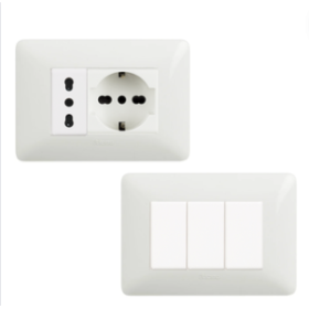 Kit Base Punto Presa Bivalente Schuko Punto Luce Bticino Matix Bianco Pezzi 9