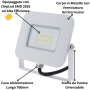 Proiettore LED 20 Watt Slim Metallo Bianco Impermeabile 5 Anni Garanzia 