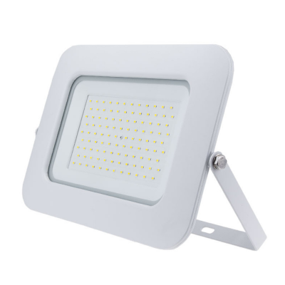 Proiettore LED 100 Watt Slim Metallo Bianco Impermeabile 5 Anni Garanzia 