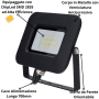 Proiettore LED 20 Watt Slim Metallo Nero Impermeabile 5 Anni Garanzia 