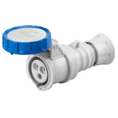 Presa Mobile Diritta Industriale Blu 2P+T 16A Monofase 230V IP67 GW62026H