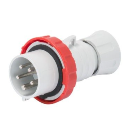 Spina Mobile Diritta Industriale Rossa 3P+N+T 16A Trifase 380V IP67 GW60031H