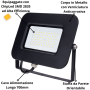 Proiettore LED 50 Watt Slim Metallo Nero Impermeabile 5 Anni Garanzia 