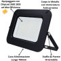 Proiettore LED 100 Watt Slim Metallo Nero Impermeabile 5 Anni Garanzia 