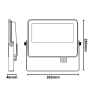 Proiettore LED 200 Watt Slim Metallo Grigio  IP65  Equivalente 1027  Watt