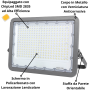 Proiettore LED 200 Watt Slim Metallo Grigio  IP65  Equivalente 1027  Watt