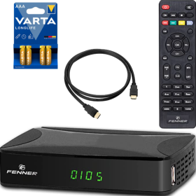 Fenner Tech Decoder FN GX2 DVB T2 Cavo HDMI 1 Metro Batteria AAA 4 Pezzi