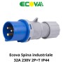 Ecova 30503 Spina industriale 32A 230V 2P+T IP44 Resistente per Uso Professionale