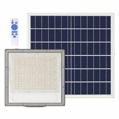 Proiettore Led Solare Ecova Con Telecomando programmabile E Pannello Indipendente luce bianco freddo 6500K IP65