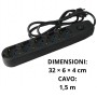 Multipresa Ecova 5 Posti Per Uso Domestico E Professionale 16A, cavo 1,5 m e potenza massima 3500 W