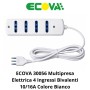 Multipresa Elettrica Ecova 30056 4 Ingressi Bivalenti 10/16A Colore Bianco