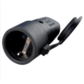 Presa  Elettrica Schuko  Gomma Nera 16  Ampere Ecova 