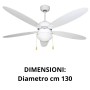 Ventilatore A Soffitto Con Luce Zephir vari colori 5 pale 3 velocità cordicella