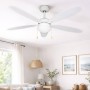 Ventilatore A Soffitto Con Luce Zephir vari colori 5 pale 3 velocità cordicella
