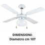 Ventilatore A Soffitto con Luce Zephir ZFS9107 varie colorazioni, 4 Pale in legno, 3 velocità