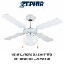 Ventilatore A Soffitto con Luce Zephir ZFS9107 varie colorazioni, 4 Pale in legno, 3 velocità