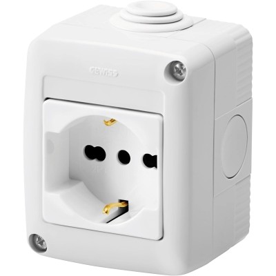 Gewiss  Scatola Parete Grigia IP40 e Presa Italiano/Tedesca GW20246