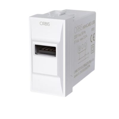 ORBIS MINICARG  Alimentatore Usb da Incasso 5VDC 2.1A Max 1 modulo DIN 230V 