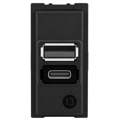Caricatore USB Da Incasso 1 Modulo Con Ricarica Rapida