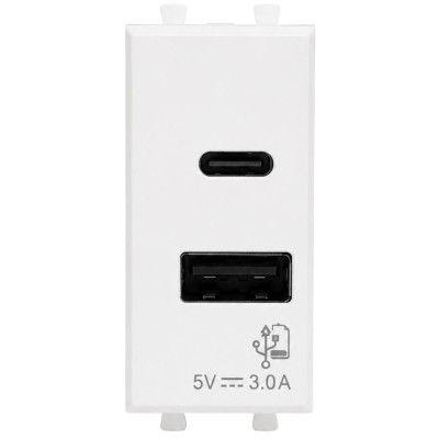 Alimentatore USB da Incasso Tipo A e C 5V 3A Serie S44